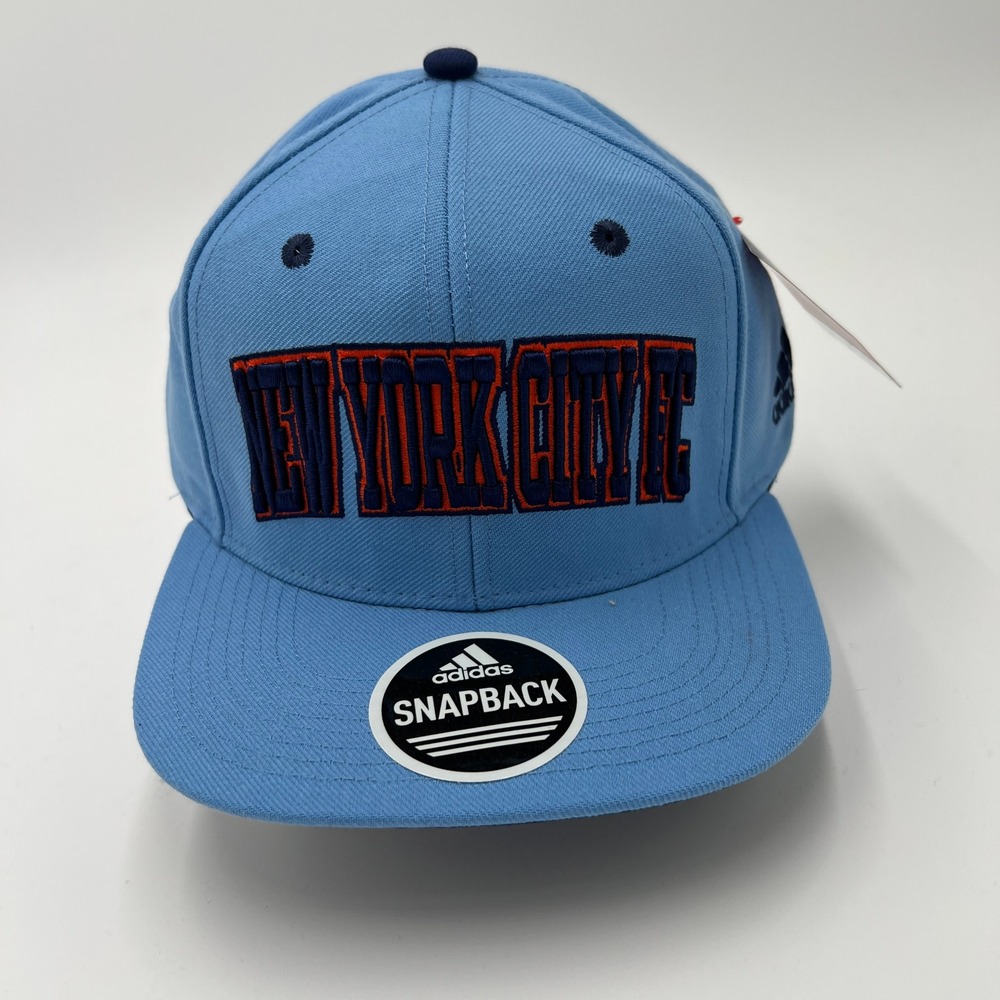 Adidas‎ New York City FC NYCFC MLS Snapback Hat Light Blue Flat Bill Cap NWT